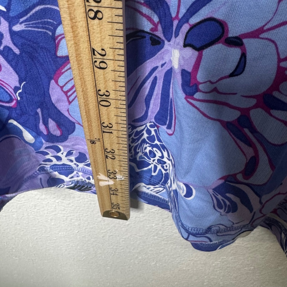 T by Talbots‎ Floral T-Shirt Dress Blue Purple Petite Medium Short Sleeve - Picture 5 of 7
